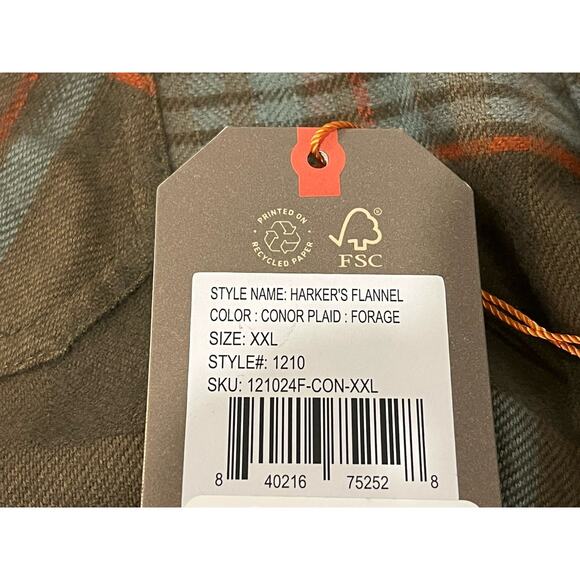 Howler Brother's Hawker’s Flannel Conor Plaid Forage 2XL XXL $89 NEW NWT Gaucho - Picture 6 of 10